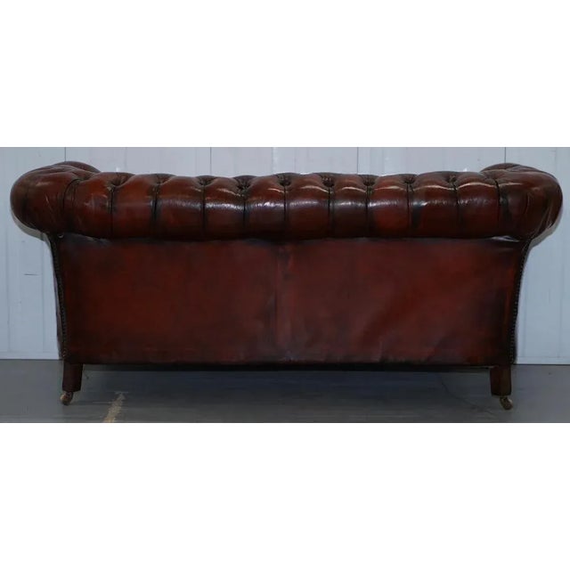 Small Victorian Whisky Brown Leather Chesterfield Sofa For Sale - Image 17 of 18