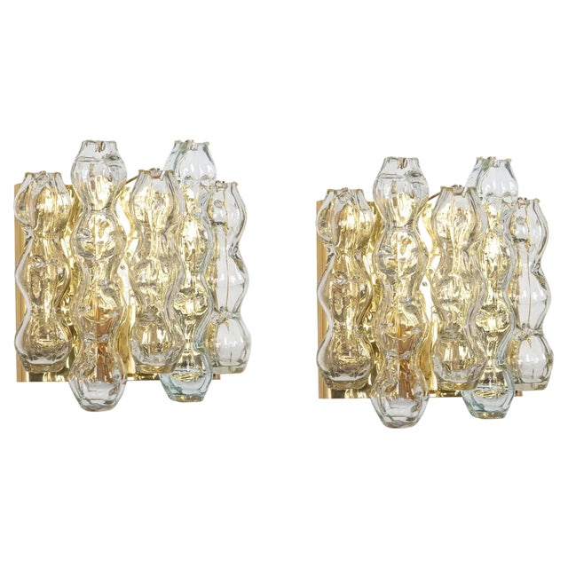 Large Murano Glass Wall Sconces attributed to Doria, Germany, 1960s, Set of 2 For Sale