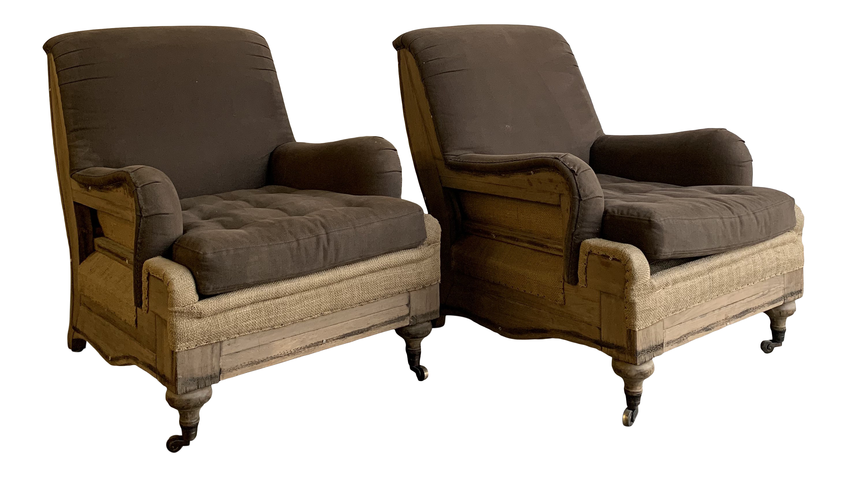 Deconstructed English Roll Arm Chairs by Restoration Hardware