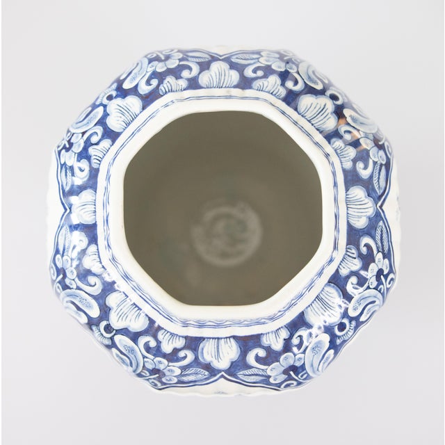 1920s Antique Chinoiserie Dutch Delft Faience Bird Baluster Vase For Sale - Image 5 of 10