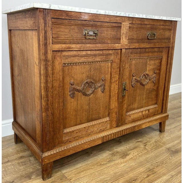 Antique French Marble Top Oak Sideboard For Sale - Image 4 of 17