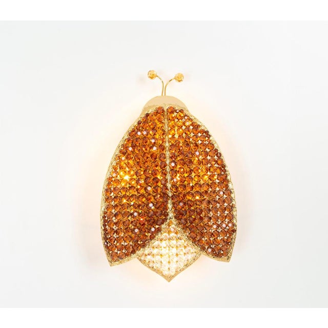 1970s Ladybug Sconce Faceted Crystal Glass from Palwa, 1970s For Sale - Image 5 of 11