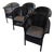 Set of 5 Lamberts Black Wicker Arm Chairs With Custom Perennials Seat Cushions For Sale
