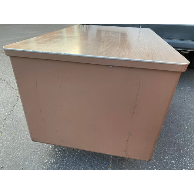 Champagne Vintage Mid Century Metal Writing Desk For Sale - Image 8 of 12