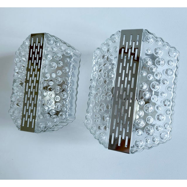 Silver Vintage Bubble Glass and Chrome Sconces, 1970s, Set of 2 For Sale - Image 8 of 18