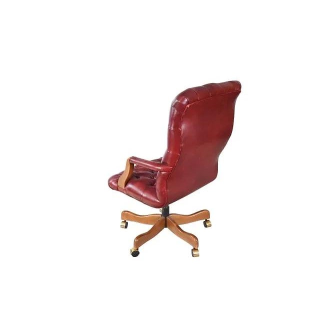 Chesterfield Style Tufted Leather High Back Executive Office Chair For Sale - Image 10 of 13