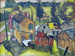 Regionalist Oil on Masonite, Signed Edward Carlson