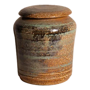 Late 20th Century Vintage Handmade Studio Pottery Textured Lidded Stoneware Jar With Mixed Glaze