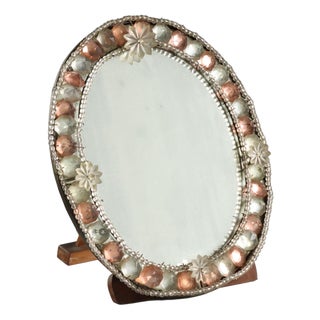 Murano Glass and Wood Table Mirror For Sale