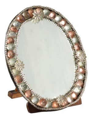 Murano Glass and Wood Table Mirror
