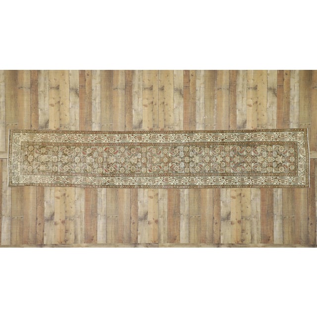 Taupe Early 20th Century Antique Persian Malayer Design Runner - 2′6″ × 12′11″ For Sale - Image 8 of 10