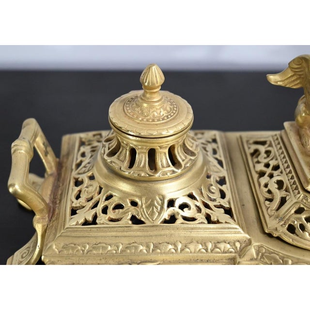 Inkwell in Gilded Bronze, Late 19th Century For Sale - Image 11 of 18