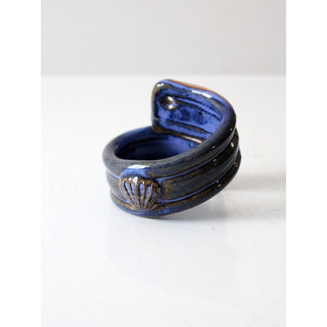 Contemporary Vintage Coastal Studio Pottery Towel Holder For Sale - Image 3 of 10