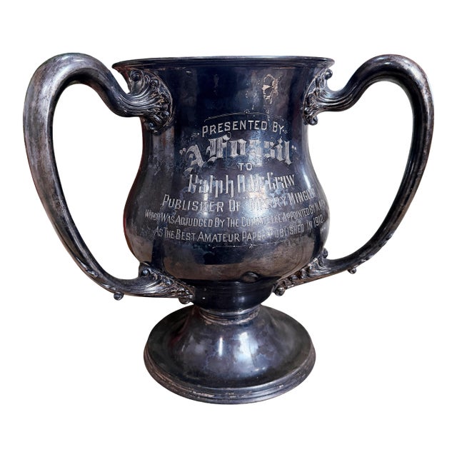 1912 Silver Plated Newspaper Publishing Trophy For Sale