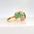 Three Stone Yellow Gold Natural Oval Emerald Ring With Natural Diamonds For Sale - Image 10 of 11