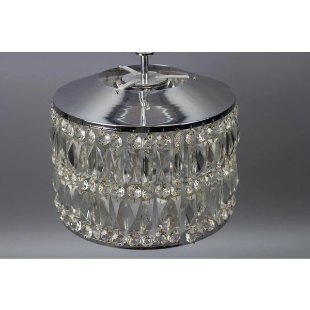 Mid-Century Modern Crystal Glass and Chrome Pendant Lamp For Sale - Image 11 of 18