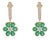 3.02Ct Floral Emerald & Diamond Dangle Earrings in 18k Gold Gift for Her- A Pair For Sale