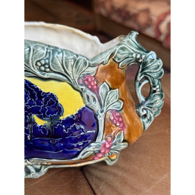 Antique French Majolica Vase- Art Nouveau Style For Sale - Image 13 of 13