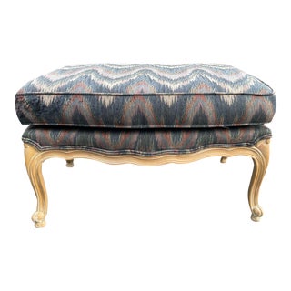 Late 20th Century French Luois XV Beige and Flamestitch Ottoman For Sale