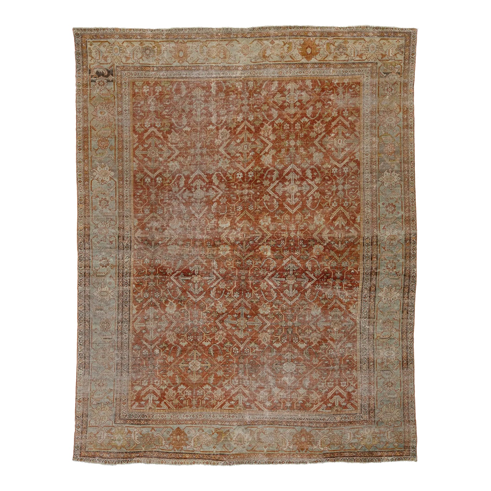 Rust Antique Persian Mahal Room Size Wool Rug With Allover Design ...