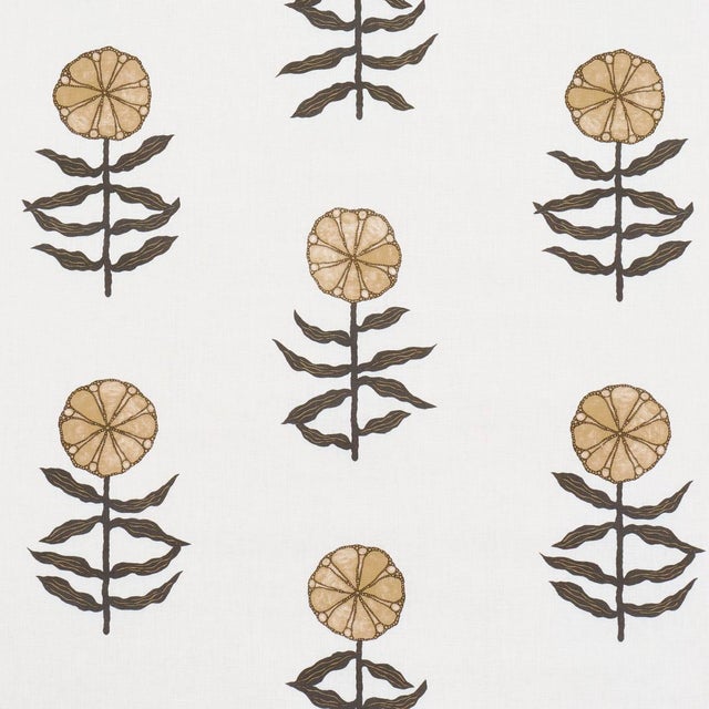 SAMPLE - Schumacher x Marian Mcevoy Pretty Petals Fabric In Neutral For Sale