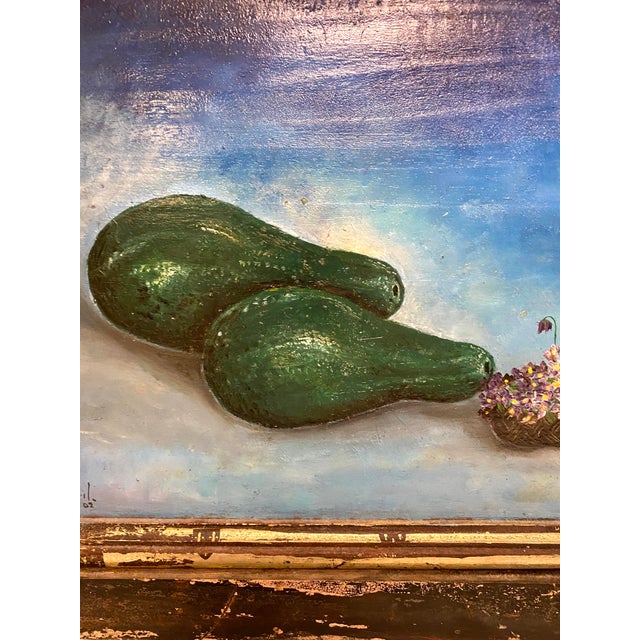 Early 20th Century Still Life Oil Painting Architectural Salvage Floral Flowers Rustic Farmhouse - Signed For Sale - Image 4 of 13