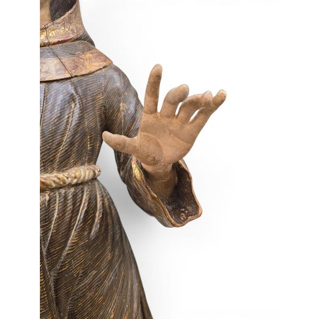 Wood Spanish Artist, Sculpture of Saint Anthony of Padua, 1670, Wood For Sale - Image 7 of 16
