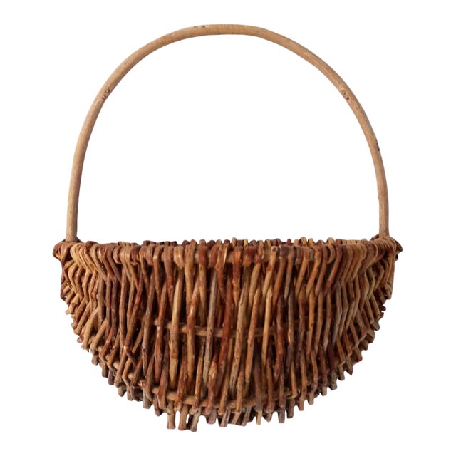 Vintage Woven Wall Basket For Sale