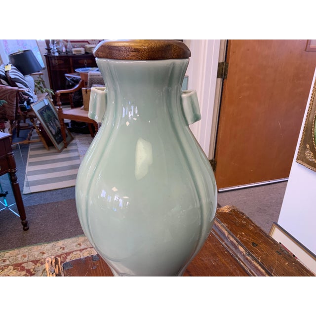 20th Century Reed and Barton Celedon Ceramic Lamp For Sale In New York - Image 6 of 12