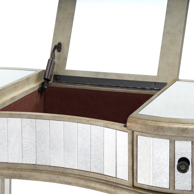 Spritely Home Accent Furniture Constance Mirrored Vanity Table, Silver For Sale - Image 4 of 7