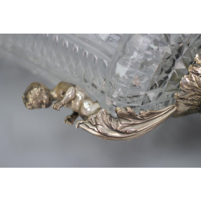Silver Czech Crystal Glass and Brass Vase with Cherubs, 1970s For Sale - Image 8 of 18