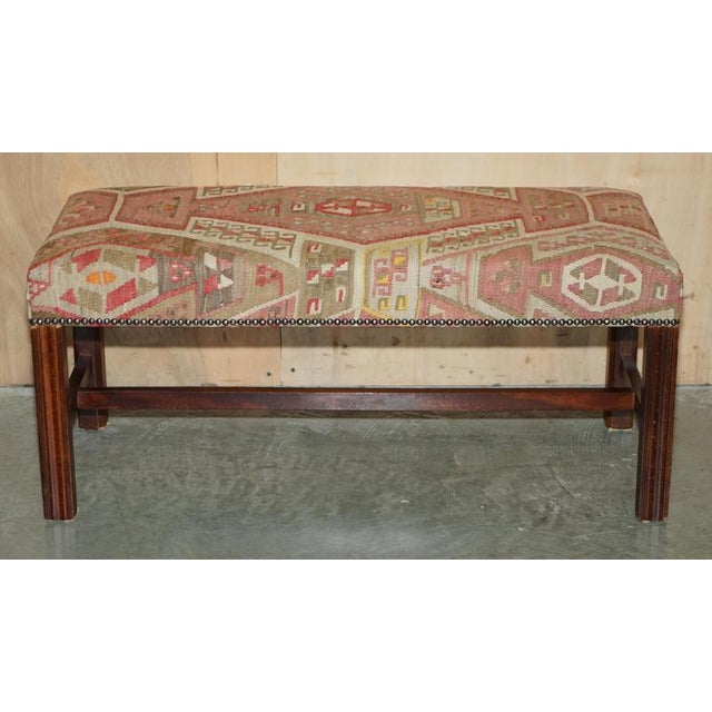 Victorian Style Kilim Bench For Sale - Image 10 of 15