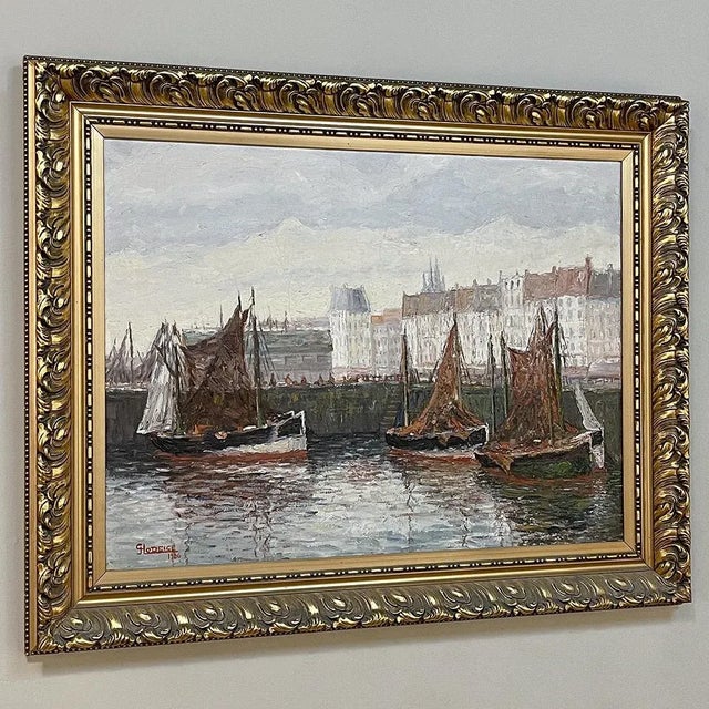 Impressionist Antique Framed Oil Painting on Canvas by G. Hodeige Dated 1936 For Sale - Image 3 of 13