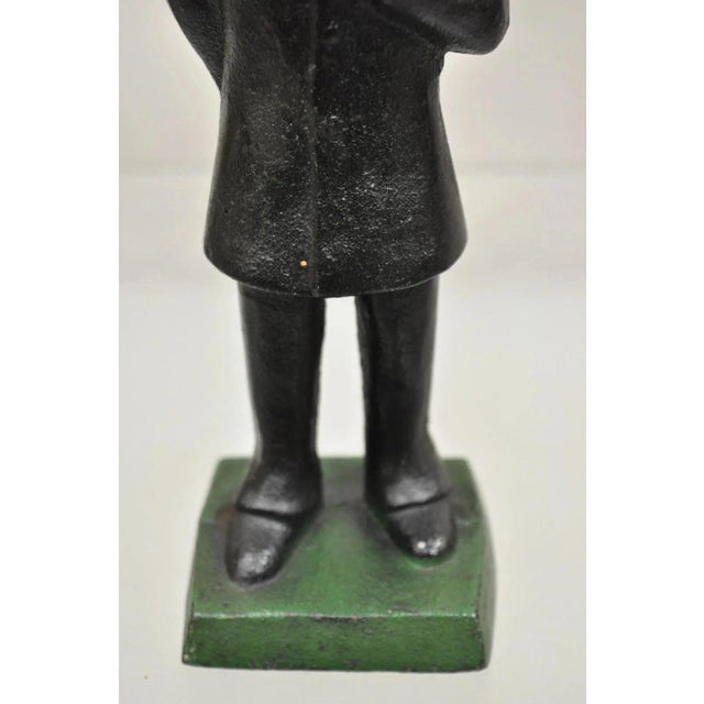Early 20th Century Antique Victorian Cast Iron Honest Abe Abraham Lincoln Figural Painted Door Stop For Sale - Image 5 of 10