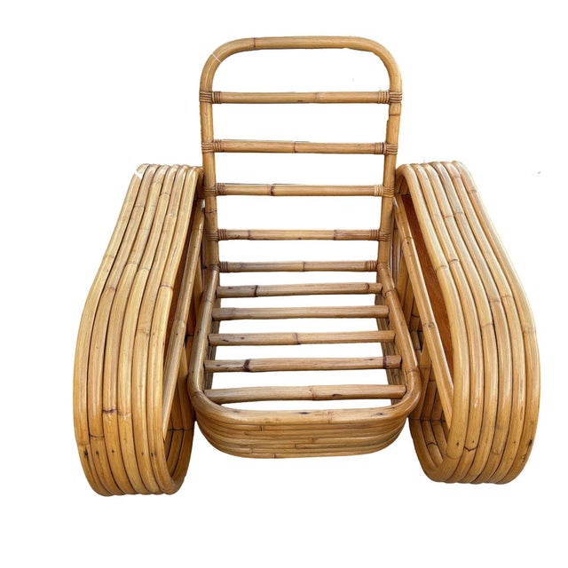 1940s Restored Rattan Six-Strand Shelf Arms Sofa and Chair Set For Sale - Image 11 of 11