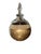 A striking gold mosaic glass decorative jar featuring a rounded silhouette and an elegant clear glass lid with sculptural...