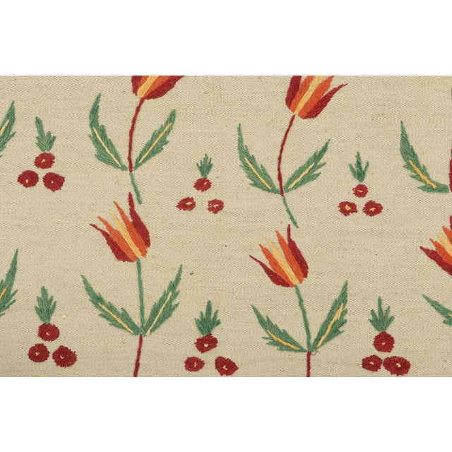Modern Rug & Kilim’s Suzani Style Kilim in Cream and Warm Polychromatic Floral Patterns For Sale - Image 3 of 7