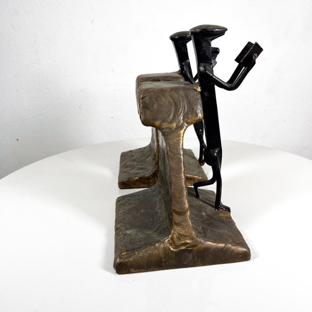 1968 Modernist Sculptural Railway Spike Bookends For Sale - Image 4 of 10