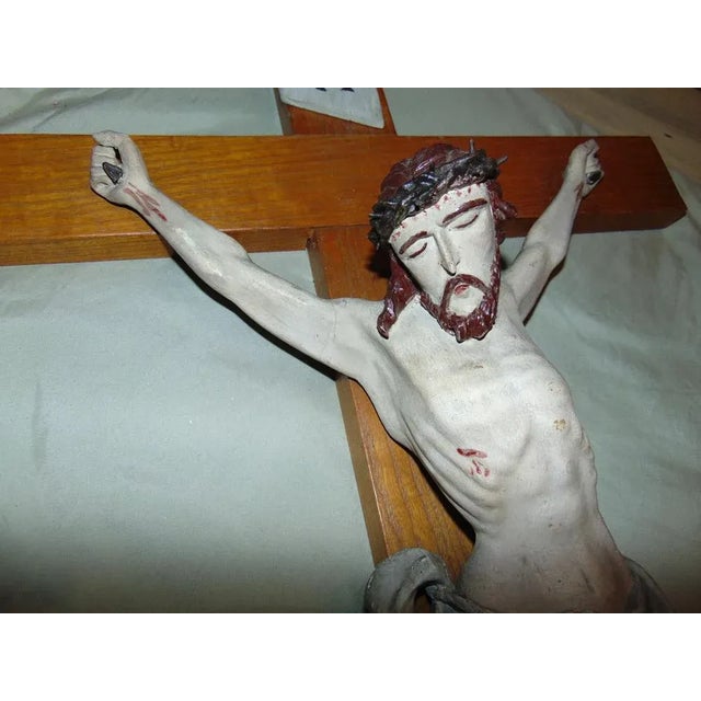Pre-War Wooden Crucifix, 1890s For Sale - Image 5 of 9