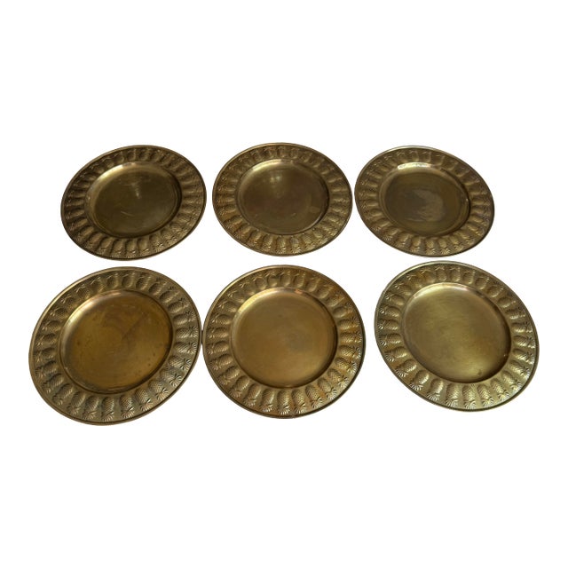 Brass Pineapple Charger Plates - Set of 6 For Sale