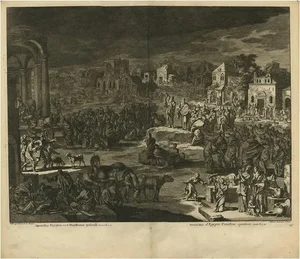 J. Luyken, Bible Scene: Ninth Plague of Egypt, 1743, Print