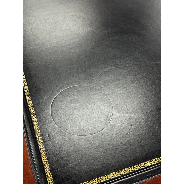 Vintage Kimball Leather Top Solid Wood Executive Desk For Sale - Image 15 of 18