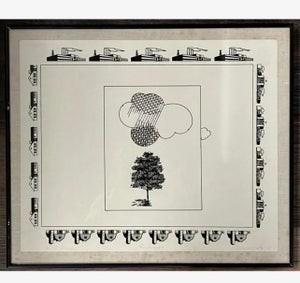 Allan D'Arcangelo, Rare Original 1967 Minimalist Mod Pop Art Allan D'Arcangelo Unique Ink Drawing, 1967