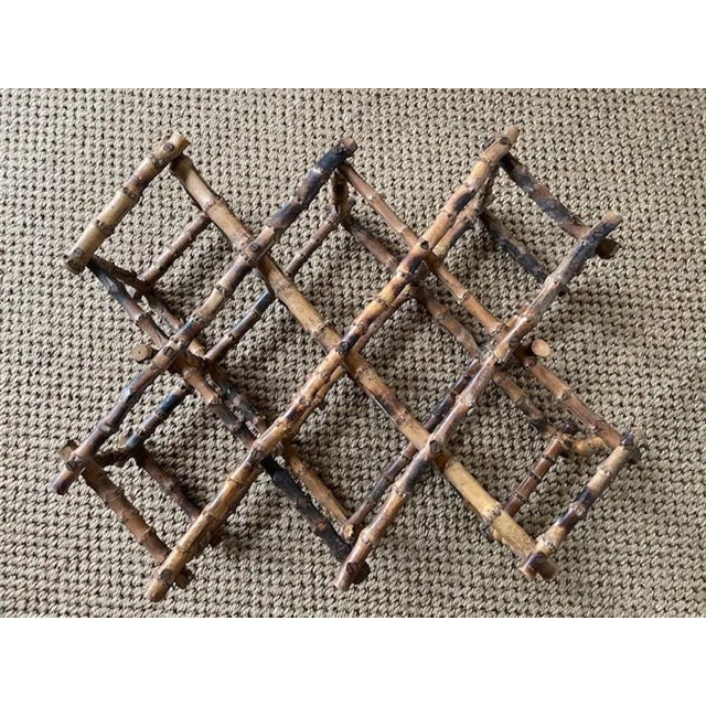 Mid-Century Modern Vintage Bamboo Bottle Holder For Sale - Image 3 of 6