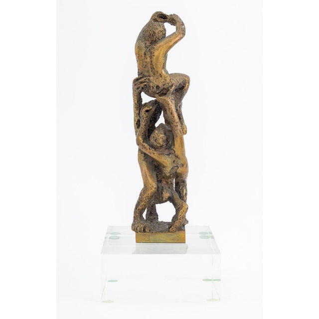 Late 20th Century Ernest Bottomley Acrobat Figural Group Gilt Bronze For Sale - Image 5 of 8
