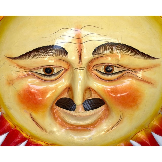 Monumental Signed Sergio Bustamante "Un Hombre con Bigote" Smiling Sun Sculpture For Sale - Image 9 of 18