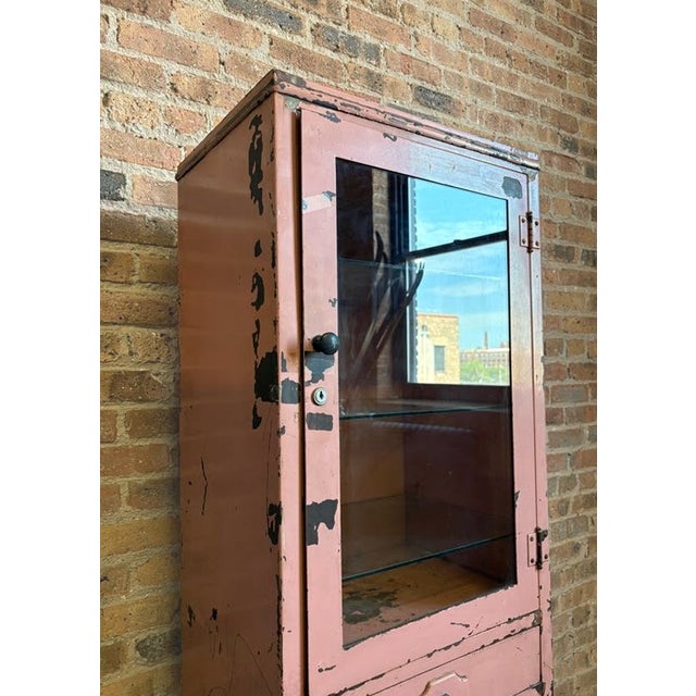 Vintage Pastel Pink Industrial Medical Rolling Cabinet For Sale - Image 4 of 17