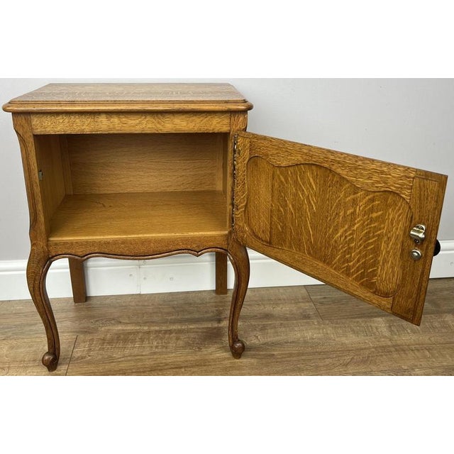 Vintage French Louis Style Oak Nightstands, Set of 2 For Sale - Image 11 of 12