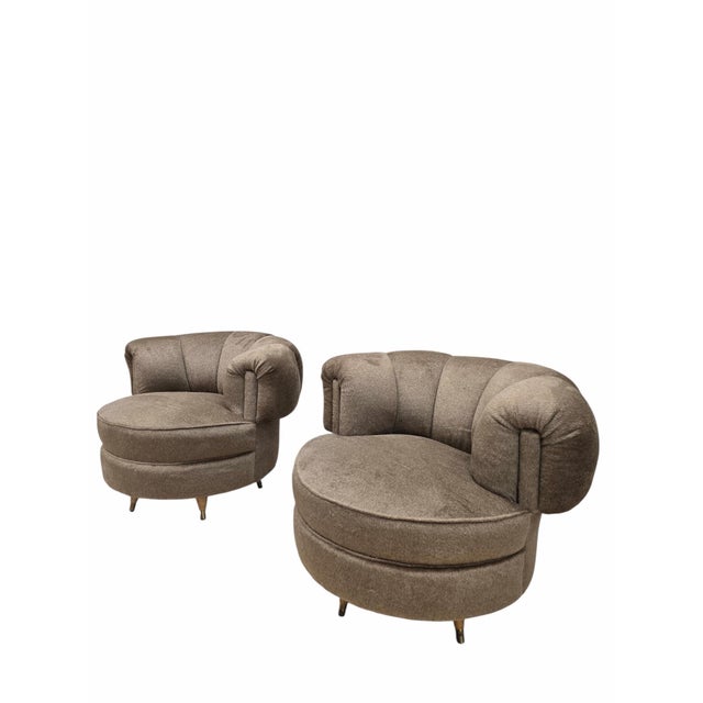 Mid-Century Modern MCM Barrel Back Lounge Chairs Newly Reupholstered – Pair For Sale - Image 3 of 10