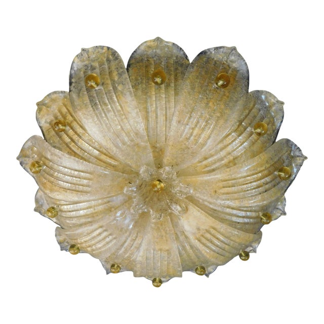 20th Century Amber Graniglia Murano Flush Mount For Sale